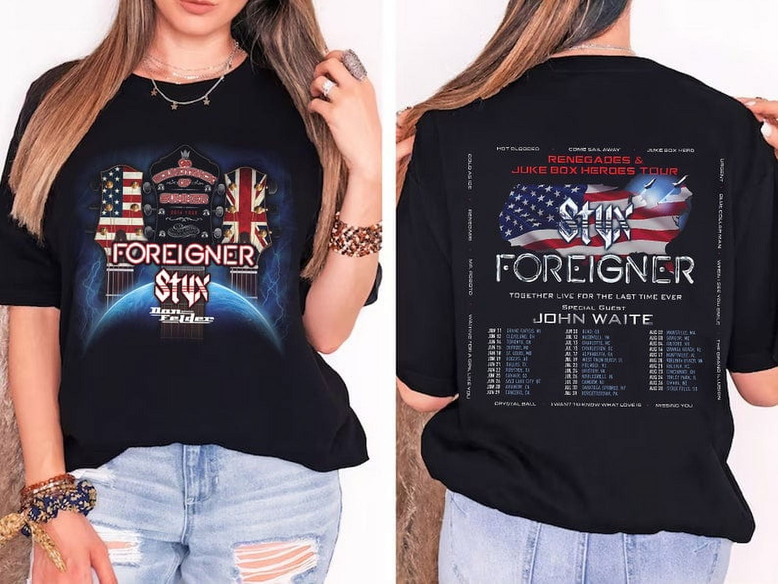 Styx and Foreigner Summer 2024 Tour Shirt, Styx and Foreigner Band Fan