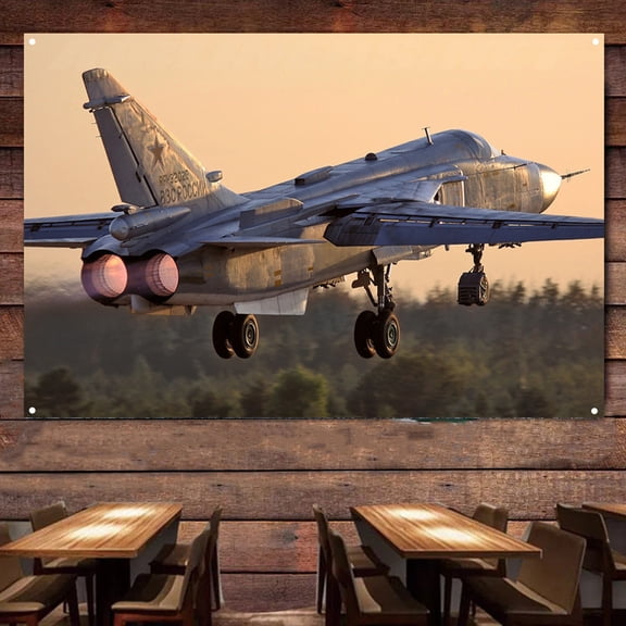 Su-24 Fighter Jet Canvas Print Poster - 38" x 57" Decorate Your Wall with Attack Aircraft Tapestry - Air Force Banner Wall Hanging Flag - Military Aviation Artwork