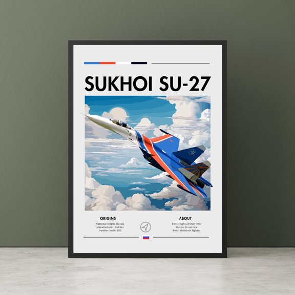 Su 27 Aviation Multirole Fighter Wall Decor Unframed Paper Print