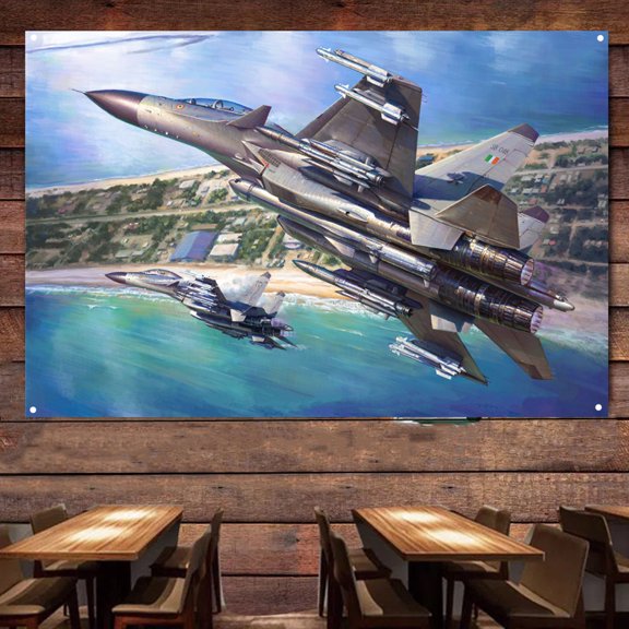 Su-30MKI Flanker-H Fighter Poster Wall Chart - Air Force Military Art Banner Wall Hanging Flag - Fighter Jet Canvas Painting Tapestry For Living Room Bedroom Decor 38" x 57"
