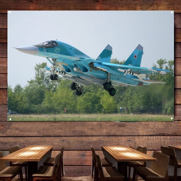 Su-34 Fighter Poster Tapestry - 38" x 57" Decorate Your Room Wall With This Air Force Military Art Banner - Aviation Wall Art Flag Canvas Painting For Wall Decoration