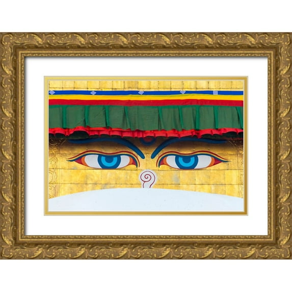 Su, Keren 14x11 Gold Ornate Wood Framed with Double Matting Museum Art Print Titled - The Eyes of Boudhanath-Boudha Stupa-UNESCO World Heritage site-Kathmandu-Nepal