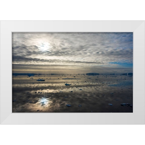 Su, Keren 14x11 White Modern Wood Framed Museum Art Print Titled - Floating ice on South Atlantic Ocean-Antarctica