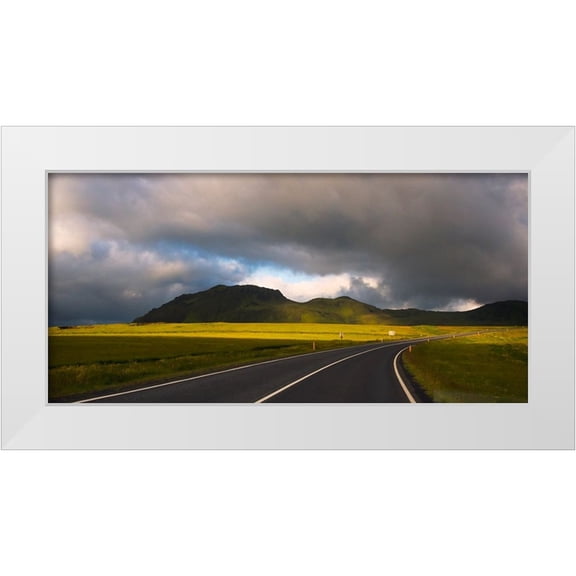Su, Keren 14x9 White Modern Wood Framed Museum Art Print Titled - Winding road-Vik-Iceland