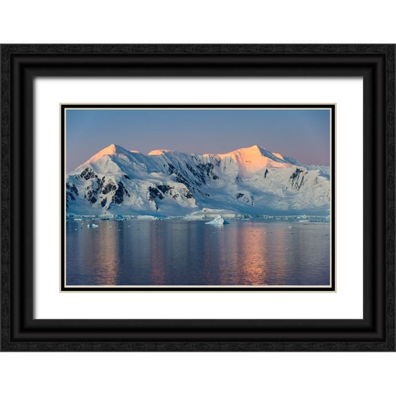 Su, Keren 18x13 Black Ornate Wood Framed with Double Matting Museum Art Print Titled - Snow covered island in South Atlantic Ocean-Antarctica