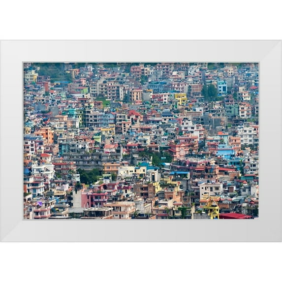 Su, Keren 18x13 White Modern Wood Framed Museum Art Print Titled - Cityscape of Kathmandu-Nepal