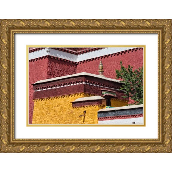 Su, Keren 32x23 Gold Ornate Wood Framed with Double Matting Museum Art Print Titled - Palcho Monastery-Gyantse-Gyantse County-Tibet-China