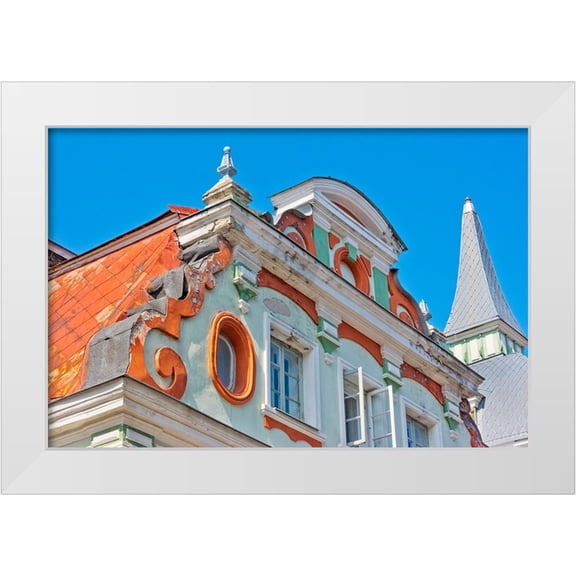 Su, Keren 32x23 White Modern Wood Framed Museum Art Print Titled - Historic buildings in the old town-Tallinn-Estonia