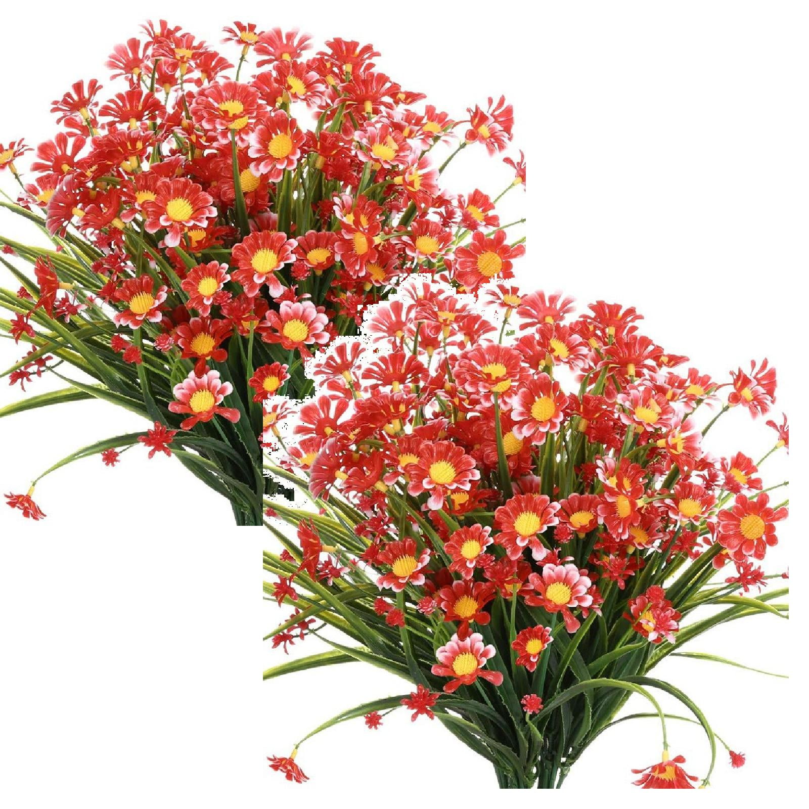 SuChun 2PC Realistic Fake Flowers Artificial Flowers For Outdoors Faux