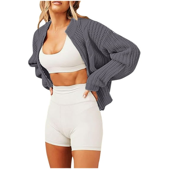 SuDongPo Warm Cardigan for Women Solid Color Long Sleeve Round Neck Knitted Trendy Dough Twists Sweater Coat Loose Casual Outerwear Ladies Jackets Fall Winter