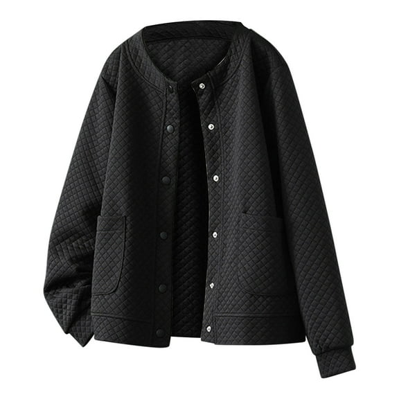 SuDongPo Warm Coat for Women Solid Color Long Sleeve Half Zipper Button Pocket Baseball Jackets Plus Size Loose Casual Outerwear Fall Winter Fashion 2024 Ladies Soft Jackets