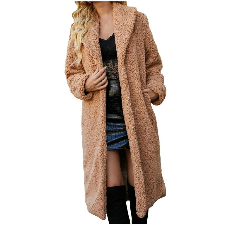 SuDongPo Women s Teddy Coat Long Sleeve Fuzzy Plush Warm Winter Jacket Oversized Outwear Casual Coat Solid Color Fall Fashion Outerwear 2024 Walmart