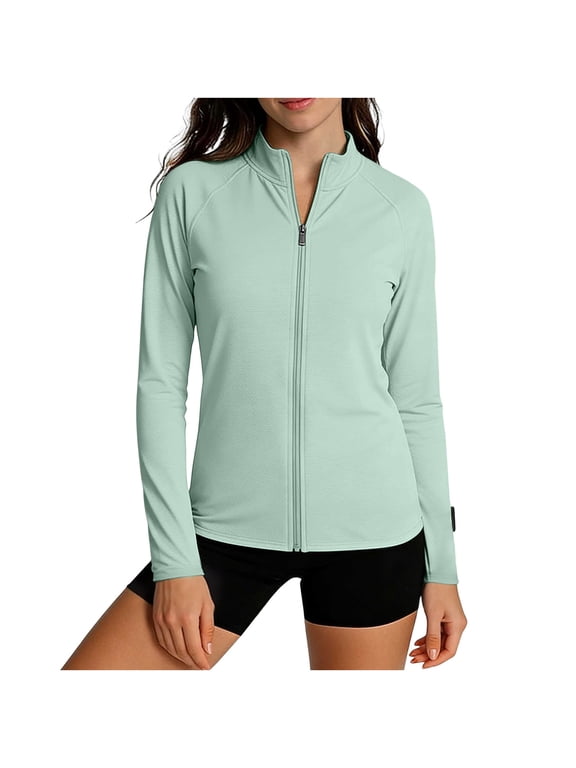Women's UPF 50+ Athletic Jacket Lightweight Zip Up Long Sleeve UV Sun Protection Shirts Outdoor Hiking Pockets Tops