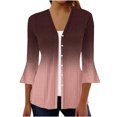 thumbnail image 1 of SuDongPo Women's Warm Cardigan Print 3/4 Sleeve V-Neck Hollowed Out Button Down Tops Blouses Loose Casual Outerwear Fall Winter Ladies Jackets, 1 of 5
