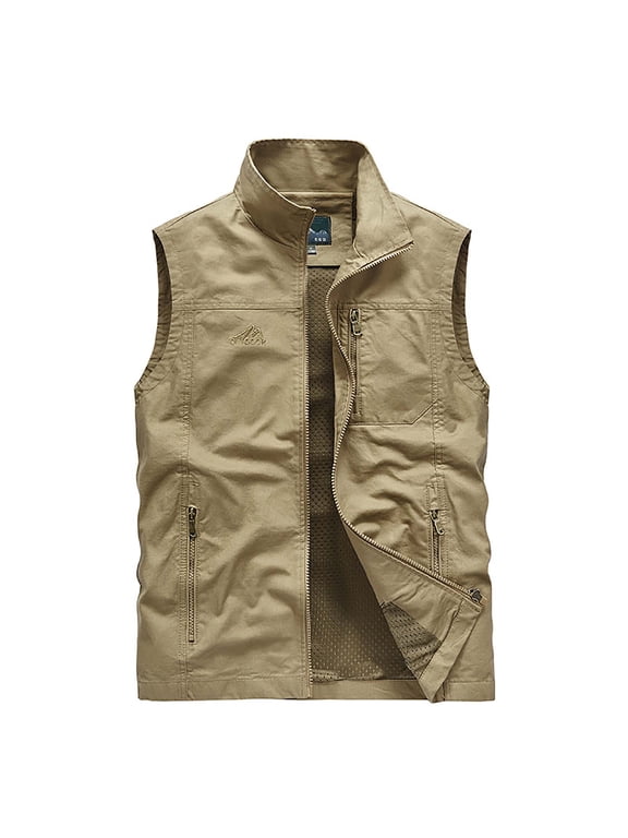 Women's Warm Coat Solid Color Sleeveless Standing Collar Zip Up Waterproof Padded Quilted Coat Casual Loose Outerwear Ladies Jackets Fall Winter