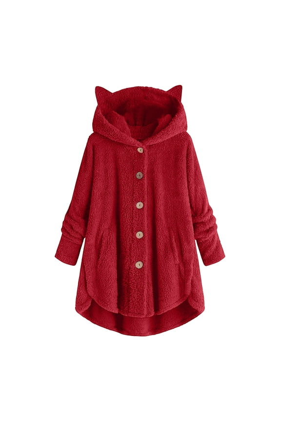 Women's Warm Jackets Solid Color Long Sleeve Hooded Neck Fuzzy Bathrobe Plush Long Spa Robe Loose Casual Outerwear Fall Winter Ladies Jackets