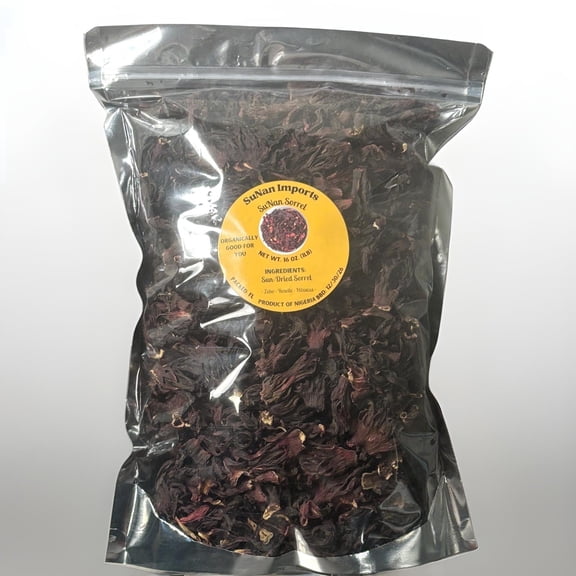 SuNan Sorrel/Hibiscus Loose-Leaf for Tea and Beverages, Naturally Decaffeinated 16oz