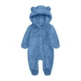 thumbnail image 1 of SuTry Baby Newborn Solid Color Ear Hooded Jumpsuit Long Sleeve Crawling Clothes Pajamas Cuteness Suitable for Sleep and Play(Blue#2,6 Months), 1 of 4