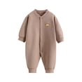 thumbnail image 1 of SuTry Baby Winter Newborn Warm Striped Velvet Romper Jumpsuit Pajamas Velvet Material for Soft Warmth Striped Pattern Adds Style(Coffee,73), 1 of 8