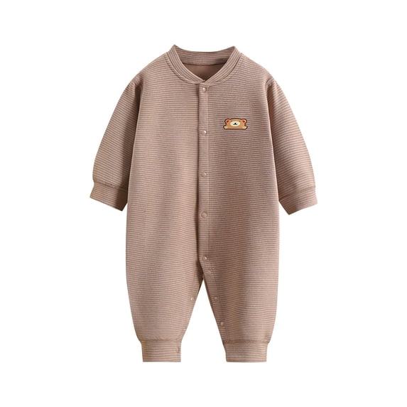 SuTry Baby Winter Newborn Warm Striped Velvet Romper Jumpsuit Pajamas Velvet Material for Soft Warmth Striped Pattern Adds Style(Coffee,73)