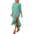 thumbnail image 1 of SuTry Beach Cover Up for Women Button Down Shirt Dress Front Tie Collared Maxi Length Lightweight Swimwear Vacation Pool Cover Up, 1 of 9