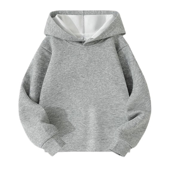 SuTry Big Kids Solid Color Hooded Sweatshirt Long Sleeve Pullover Casual Fall Spring Everyday Wear Activewear for Boys Girls 3-14 Year(Gray,11-12 Years)