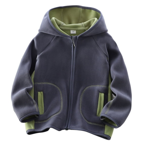 SuTry Boys Big Kids Solid Color Zip-Up Hoodie Fleece Warm Fall Winter Casual Sports Outerwear with Cozy Jacket for Kids 2-13 Years (Dark Gray#1,2-3 Years)