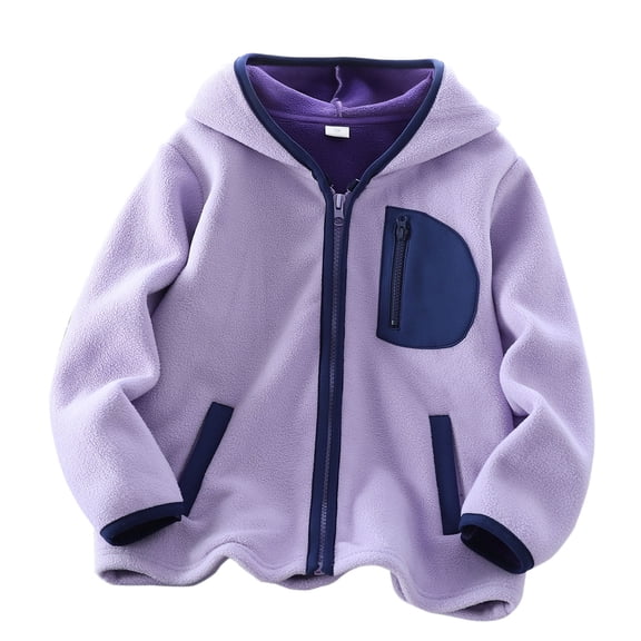 SuTry Boys Big Kids Solid Color Zip-Up Hoodie Fleece Warm Fall Winter Casual Sports Outerwear with Cozy Jacket for Kids 2-13 Years (Purple,10-11 Years)