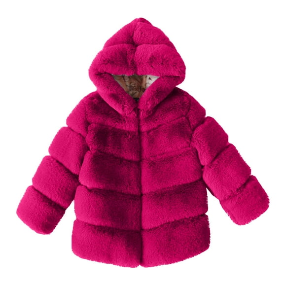 SuTry Boys' and Girls' Fall Winter down Jackets Medium Long Styles Hooded Warm Outerwear down Material for Light Cozy Warmth Tops(Hot Pink#4,4-5Years)