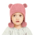 thumbnail image 1 of SuTry Boys Girls Knitted Beanie Hat Warm Ear Protection Cute Bear Ears Double Pom Poms Winter Soft Cozy Comfortable Hat(Pink,5-7 Years), 1 of 5