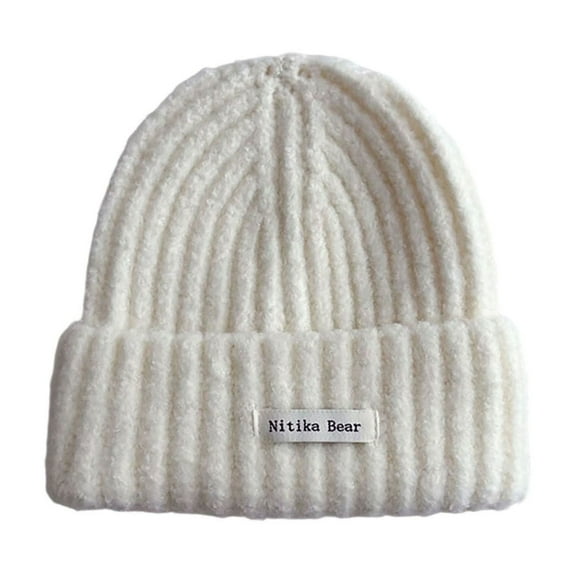 SuTry Boys Girls Solid Color Knit Print Beanie Hat Warm Thermal Fall Winter Casual Everyday Stocking Cap for Kids(Beige,0-15 Years)