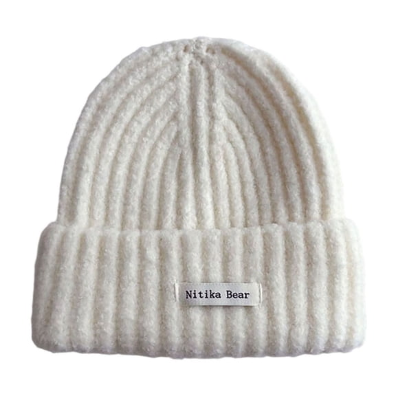 SuTry Boys Girls Solid Color Knit Print Beanie Hat Warm Thermal Fall Winter Casual Everyday Stocking Cap for Kids(Beige,0-15 Years)
