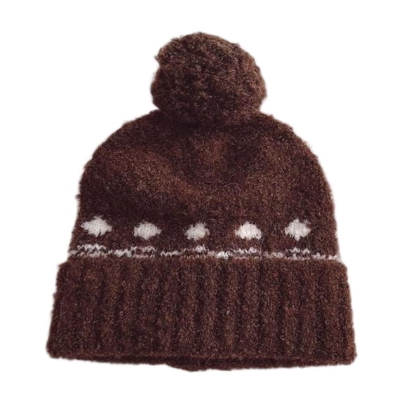 SuTry Boys Girls Solid Color Knit Print Beanie Hat Warm Thermal Fall Winter Casual Everyday Stocking Cap for Kids(Coffee,0-15 Years)