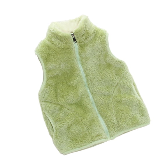 SuTry Boys Girls Solid Color Zipper Vest Thermal Warm Sleeveless Fall Winter Casual Outerwear Top Everyday Outerwear for Kids 3-17 Years(Green#2,5-6 Years)