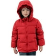 thumbnail image 1 of SuTry Boys Solid Color Thickened Hooded Windproof Down Cotton Jacket Warm Fall Winter Coat Outerwear for Kids 3-110 Years(Red,3-4 Years), 1 of 9