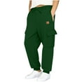 thumbnail image 1 of SuTry Boys Winter Thickened Cargo Sweatpants Solid Color Plush Lined Loose Fit Straight Leg Warm Fleece Elastic Waist With Side Pockets Pants for Kids 8-14 Years(Green,Green), 1 of 7