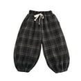 thumbnail image 1 of SuTry Boys and Girls' Fall Casual Pants Plaid Printed Vintage Loose High Waist Elastic Drawstring Trousers Fall Winter Weather Wear(Brown,4 Years), 1 of 2