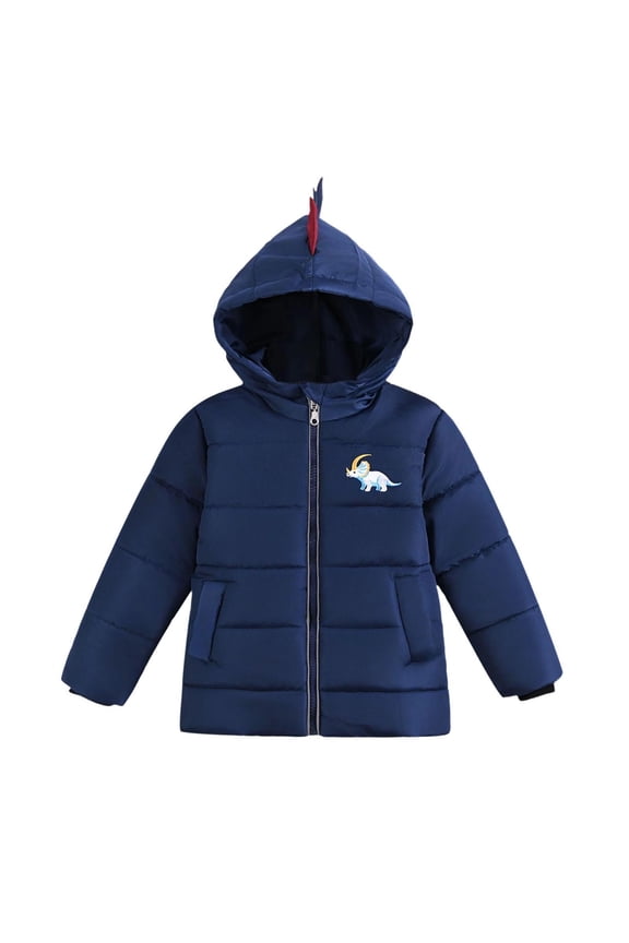 Boys' and Girls' Fall Winter down Jackets Medium Long Styles Hooded Warm Outerwear down Material for Light Cozy Warmth Tops(Navy#3,2 Years)