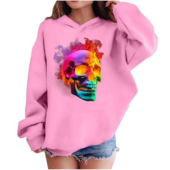 SuTry Boys and Girls Hoodies Oversized Pattern Printing Casual Long Sleeve Ribbed Cuffs Sweatshirt Tops Fleece Comfy Fabric Blouses(Pink,4 Years)