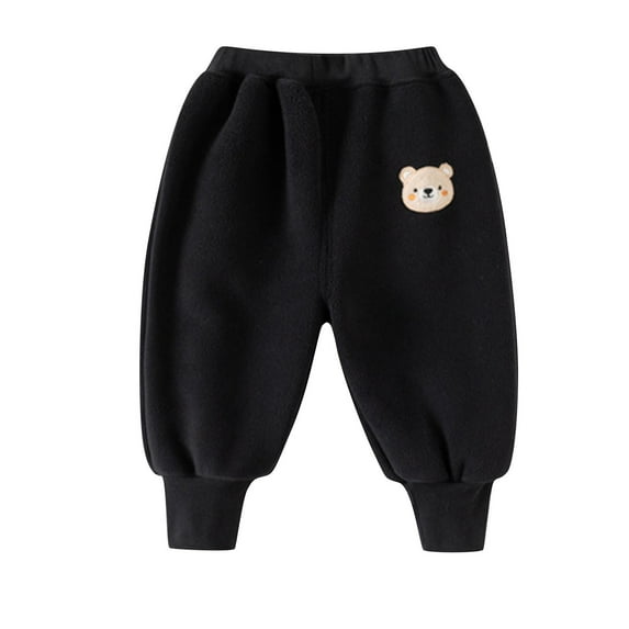 SuTry Children's Binding Pants 2025 Trendy Printing Elastic Waistband Trousers Soft Comfy Fabric for Cold Weather Outdoor Activities(Black,6 Months)