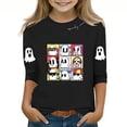 thumbnail image 1 of SuTry Children's Halloween Print Tops Three Quarter Sleeve Round Neck Bottom Shirt Top for Kids Festive Outdoor Indoor Blouses(Black#1,130), 1 of 3