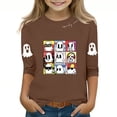 thumbnail image 1 of SuTry Children's Halloween Print Tops Three Quarter Sleeve Round Neck Bottom Shirt Top for Kids Festive Outdoor Indoor Blouses(Coffee#1,160), 1 of 3