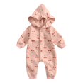 thumbnail image 1 of SuTry Children's Printed Long Sleeved Hooded Warm Jumpsuit Crawling Clothes Printed Pattern Adds Personality Suitable for Active Kids(Pink#5,18 Months), 1 of 8