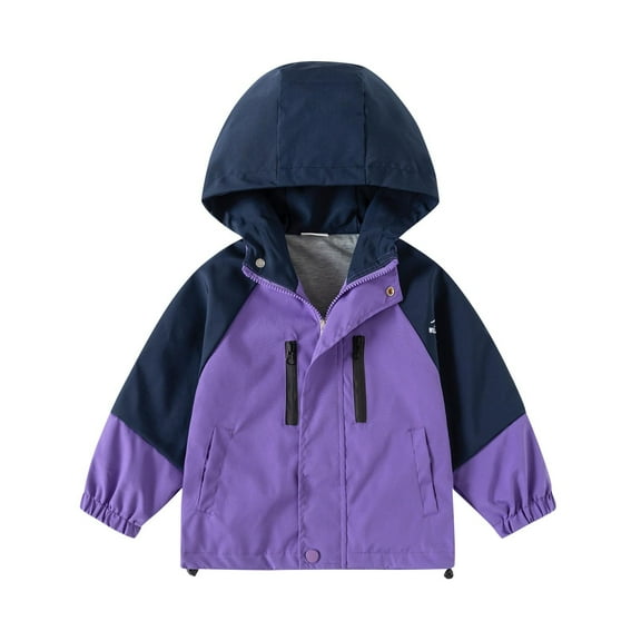 SuTry Children's Printed Long Sleeved Hooded Zipper Jacket with Pockets Casual Comfortable Outerwear Printed Suitable Daily Use(Purple#2,9 Years)