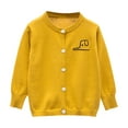 thumbnail image 1 of SuTry Children's Small Print Cardigan Long Sleeved Fleece Knitted Round Neck Sweater Subtle Warmth for Cold Weather Outings Wear(Yellow,8-9 Years), 1 of 2