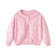 thumbnail image 1 of SuTry Children's Solid Color Blouses Long Sleeved Casual Round Neck Hollow out Breathable Shawl Style for Unique Look Tops(Pink,3-4 Years), 1 of 8