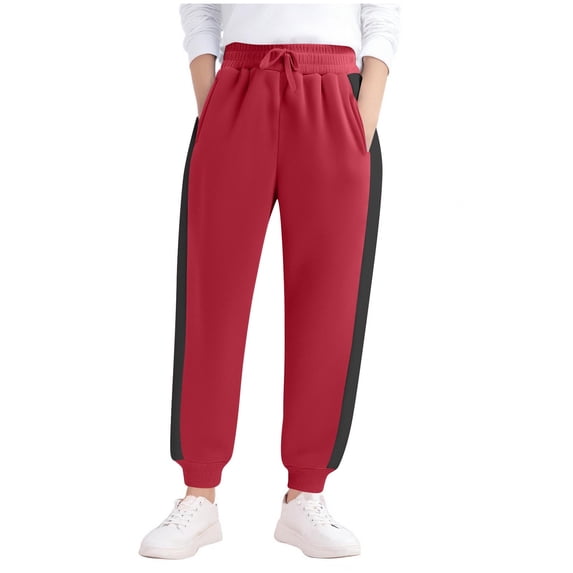 SuTry Children's Solid Color Trousers Fall Winter Trendy Full Length Side Stripe Jogger Pants Suitable for Outdoor Activity Wearing(Wine,7 Years)