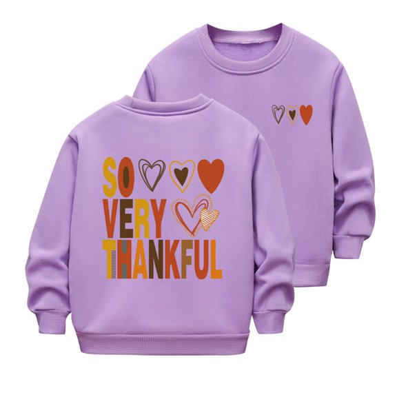 SuTry Children's Western Style Tops Printing Trendy Long Sleeve Round Neck Pullover Sweater Easy Wearing Suitable for Daily Wear(Purple#1,120)
