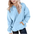 thumbnail image 1 of SuTry Children's Winter Hoodie Solid Color Casual Sports Long Sleeve Blouses Warmth Thick Comfy Material for Cold Weather Wearing Tops(Light Blue,4 Years), 1 of 6