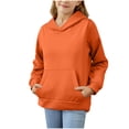 thumbnail image 1 of SuTry Children's Winter Hoodie Solid Color Casual Sports Long Sleeve Blouses Warmth Thick Comfy Material for Cold Weather Wearing Tops(Orange#1,5-6 Years), 1 of 6